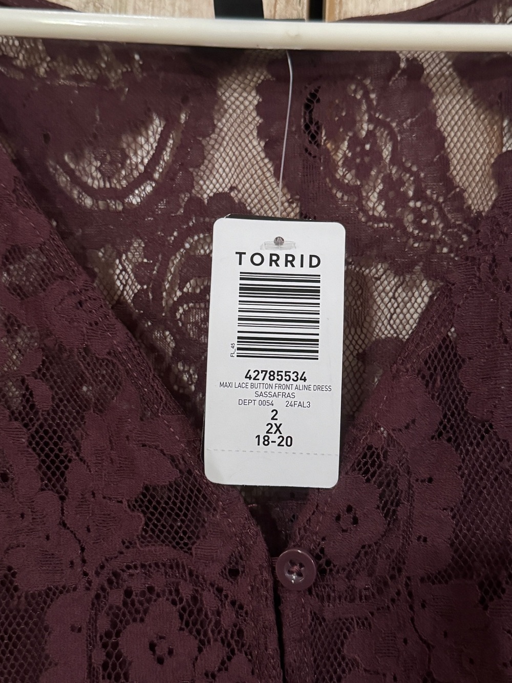 torrid Burgundy Lace Button-Front Maxi Dress - Picture 2 of 3